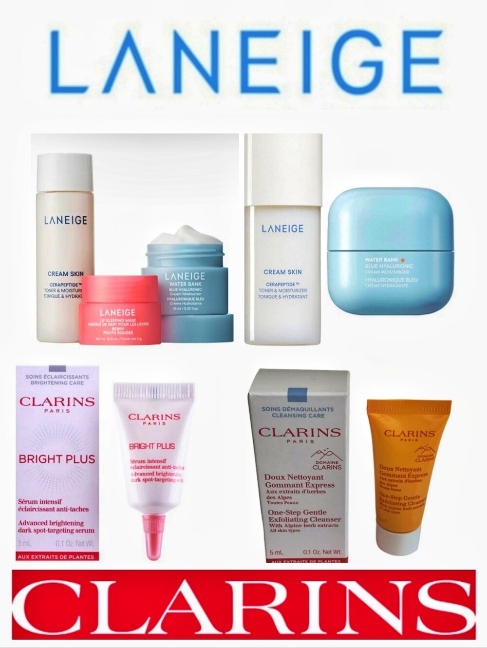 LANEIGE, Clarins cosmetics Lot